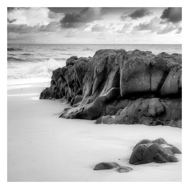 Wallpaper beach Rock On The Beach Black And White