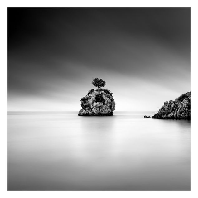 Self adhesive wallpapers Rocky Island In The Sea Black And White