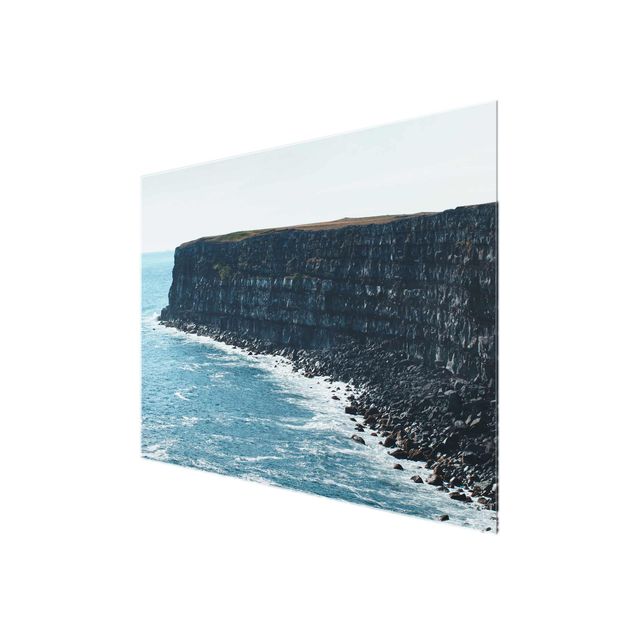 Glass prints beach Rocky Islandic Cliffs
