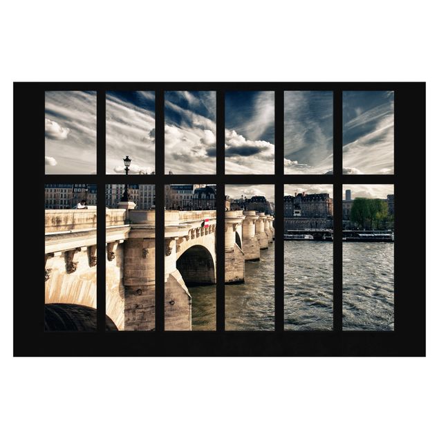 Self adhesive wallpapers Window Bridge Paris