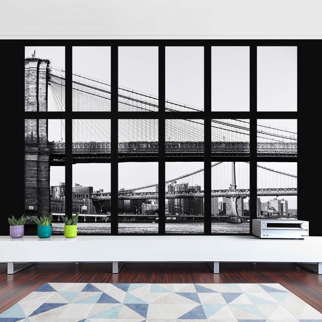 Wallpapers 3d Window Bridges New York