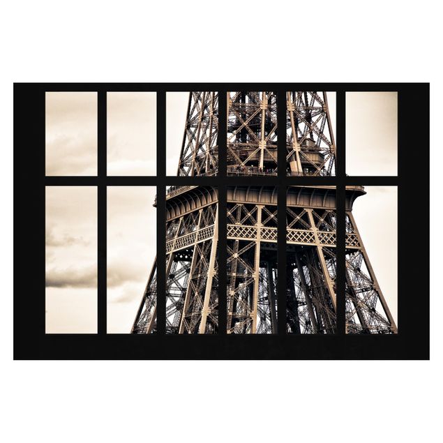 Adhesive wallpaper Window Eiffel Tower Paris