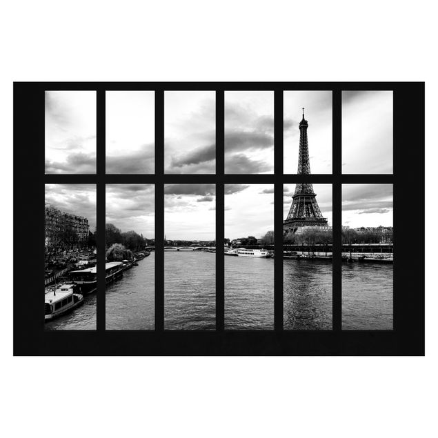 Adhesive wallpaper Window Eiffel Tower Seine Paris