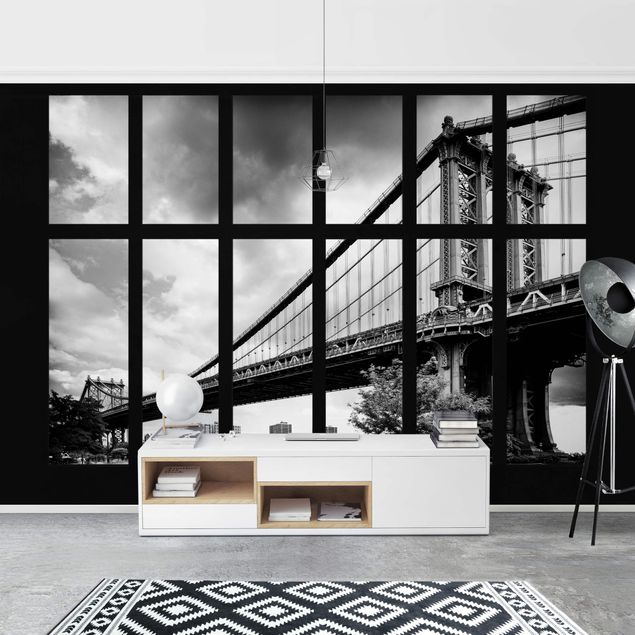 Contemporary wallpaper Window Manhattan Bridge NY