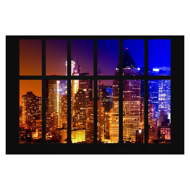 City skyline wallpaper Window Manhattan Sunrise