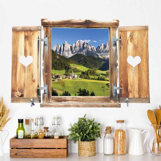 Kitchen Window with heart Geislerspitzen in South Tyrol