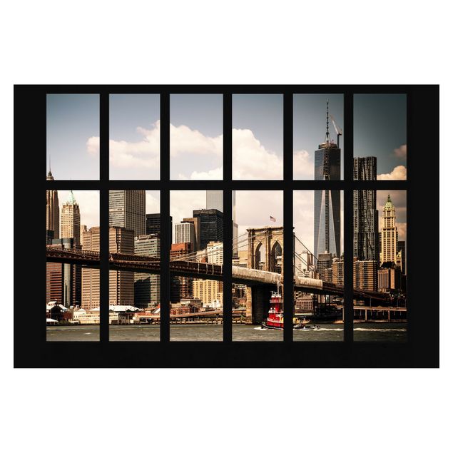 Peel and stick wallpaper Window New York Brooklyn Bridge