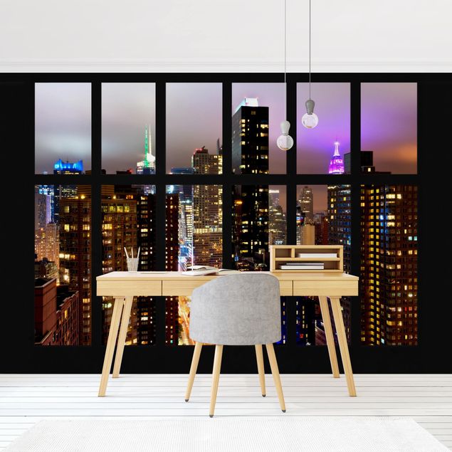 Wallpapers modern Window New York Moonlight