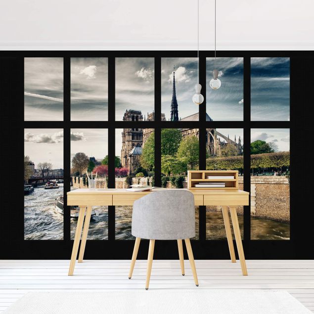 Modern wallpaper designs Window Notre Dame Paris