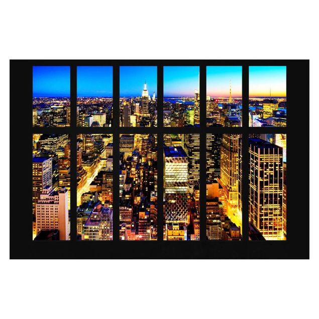 Wallpapers skylines Window View Manhattan Skyline At Night