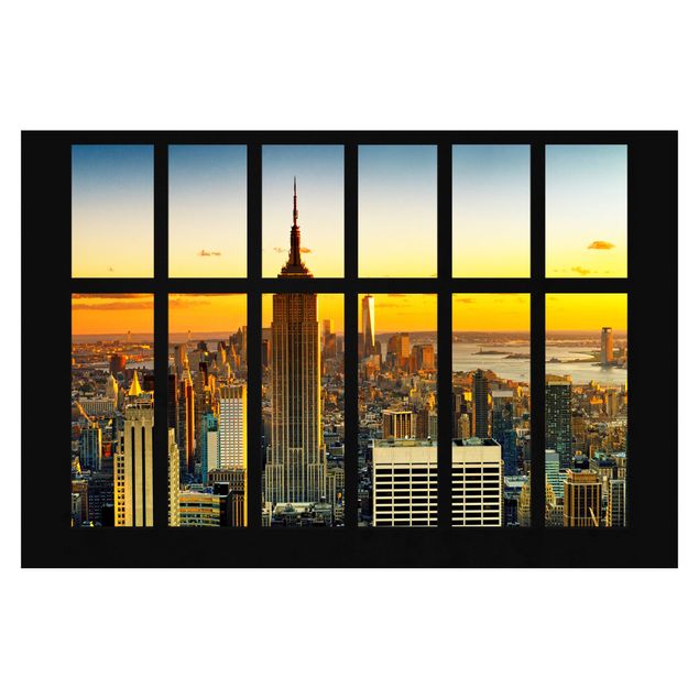 Wallpapers architecture and skylines Window View Manhattan Skyline Sunset