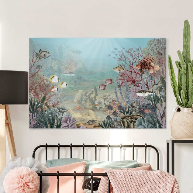 Canvas prints fishes View from afar in the coral reef