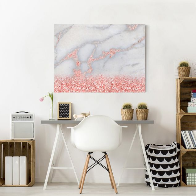 Canvas prints stone Marble Look With Pink Confetti