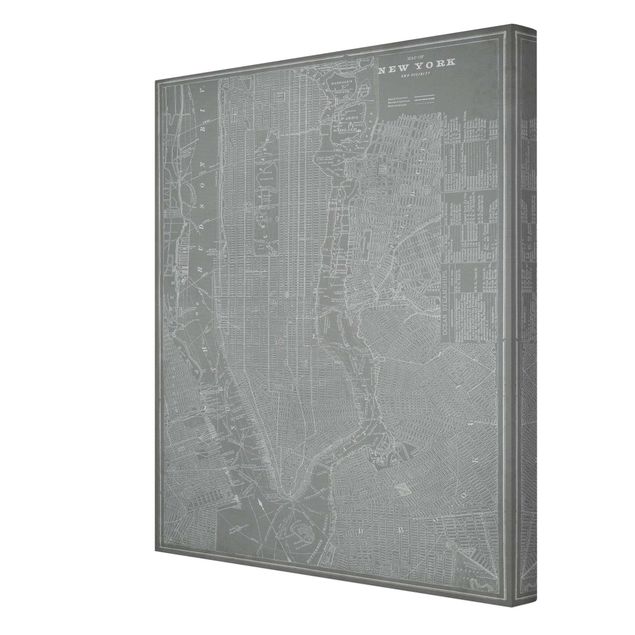 World map canvas Vintage Map New York Manhattan