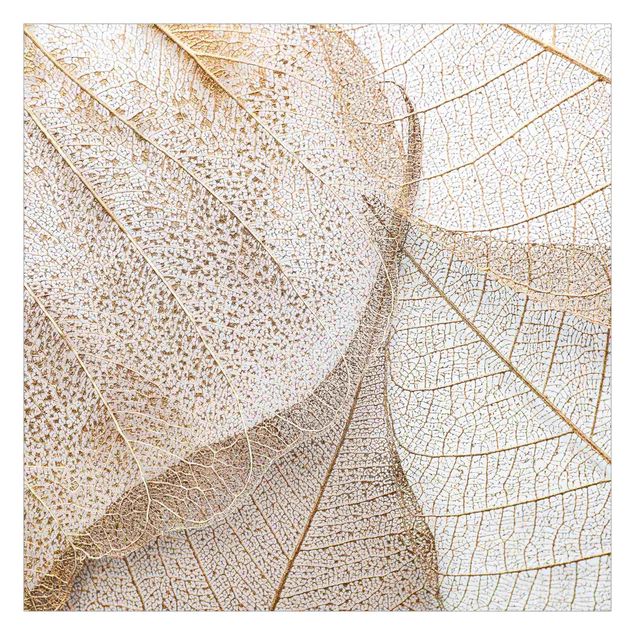 Self adhesive wallpapers Delicate Leaf Structure In Gold