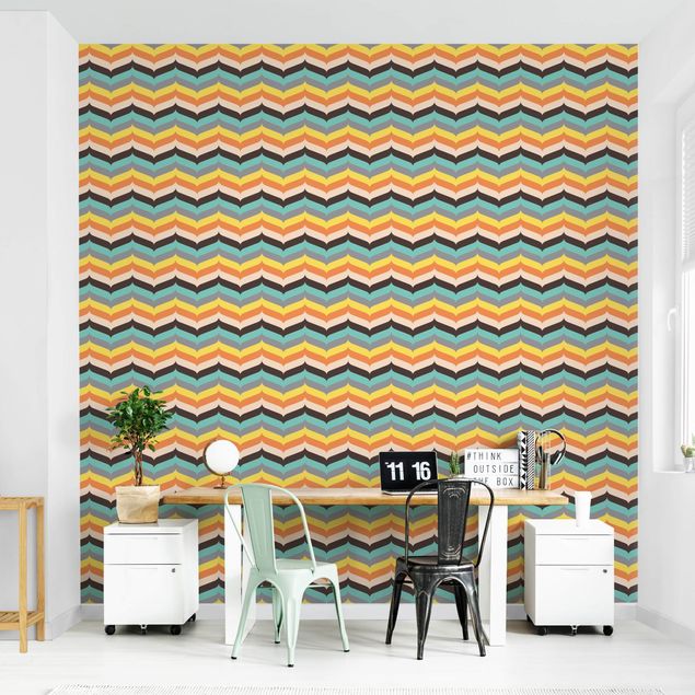 Horizontal striped wallpaper Herringbone Pattern Autumn Atmosphere