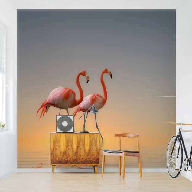 Wallpapers sunset Flamingo Love
