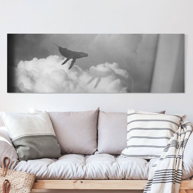 Canvas prints fishes Flying Whale Up In The Clouds