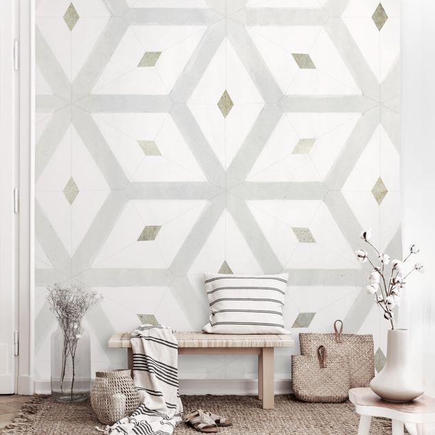 Contemporary wallpaper Tiles From Sea Glass