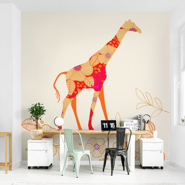 Modern wallpaper designs Floral Giraffe