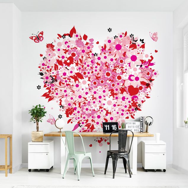 Retro wallpaper Floral Retro Heart