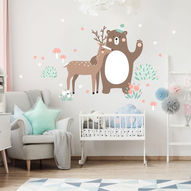 Animal print wall stickers Forest Friends with Bear and deer