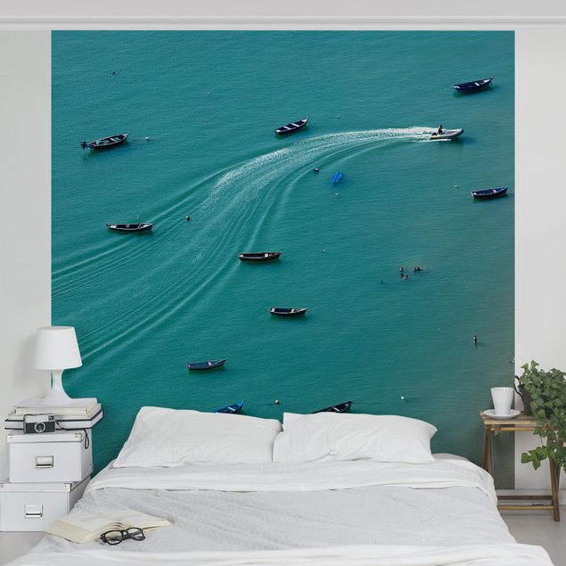 Wallpaper sea Anchored Fishing Boats