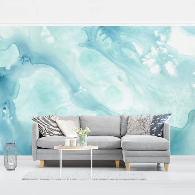 Wallpapers desert Emulsion In White And Turquoise I