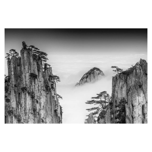 Adhesive wallpaper Rocks In Fog In Black And White