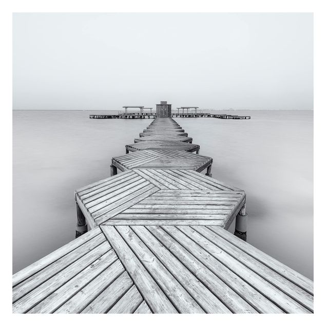 Peel and stick wallpaper Wooden Pier In Black And White