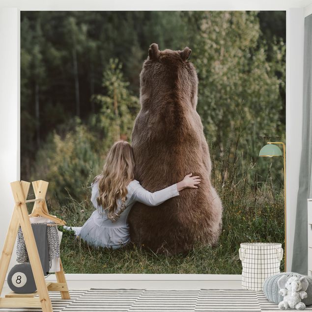 Wallpapers animals Girl With Brown Bear