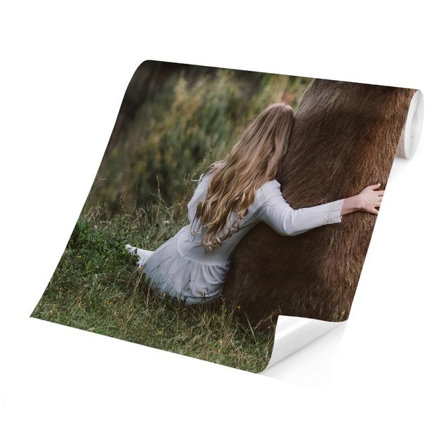 Self adhesive wallpapers Girl With Brown Bear