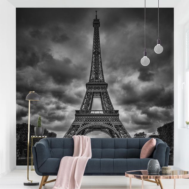 Wallpapers Paris Eiffel Tower In Front Of Clouds In Black And White