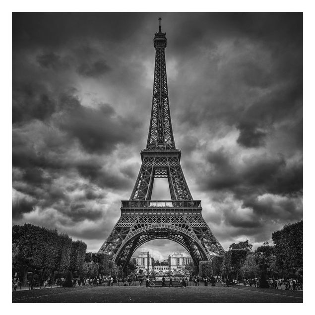 Self adhesive wallpapers Eiffel Tower In Front Of Clouds In Black And White