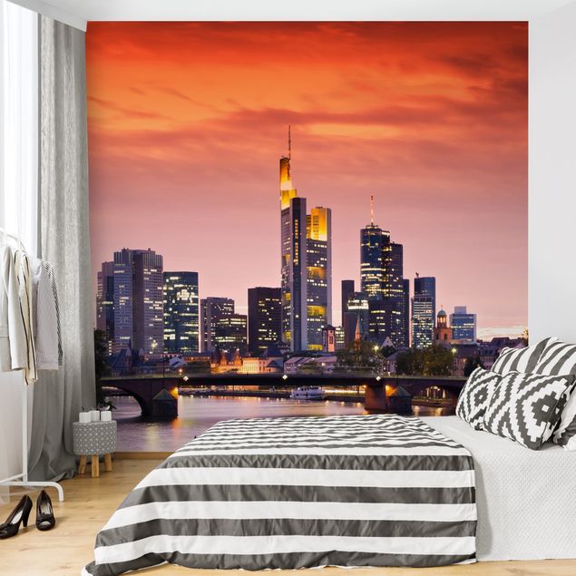 Orange colour wallpaper Frankfurt Skyline