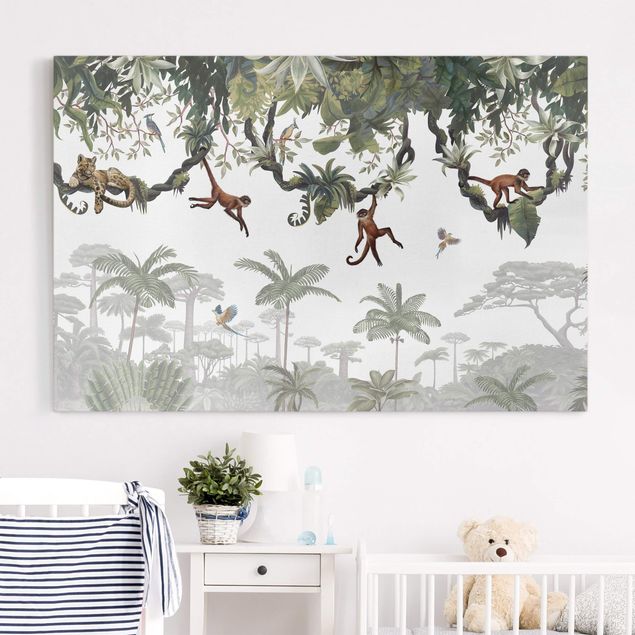 Kids room decor Cheeky monkeys in tropical canopies