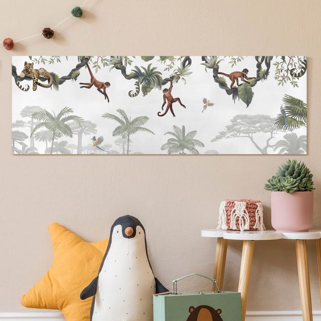 Landscape canvas prints Cheeky monkeys in tropical canopies