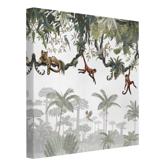 Trees on canvas Cheeky monkeys in tropical canopies