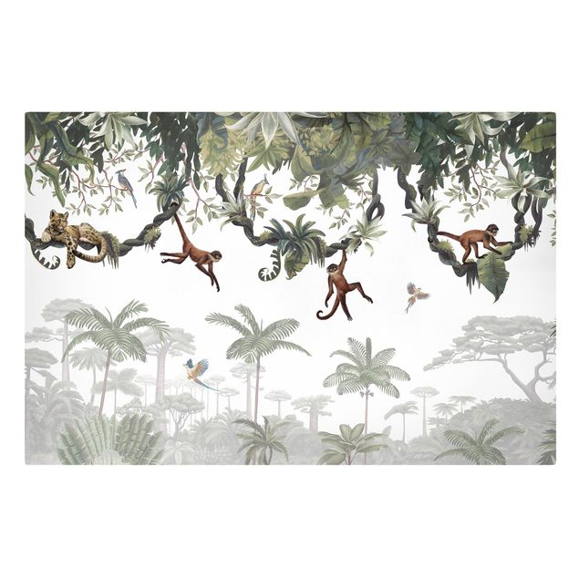 Monkey canvas art Cheeky monkeys in tropical canopies