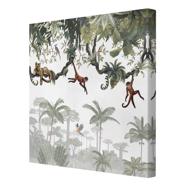 Print monkey designs Cheeky monkeys in tropical canopies
