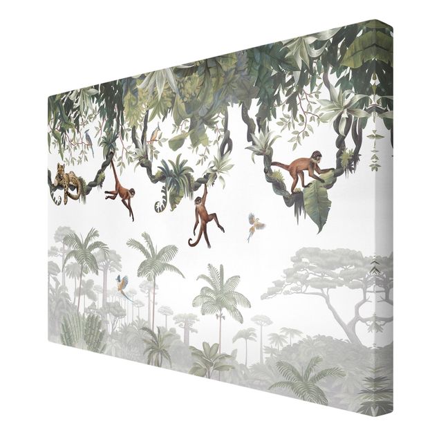 Prints monkey Cheeky monkeys in tropical canopies