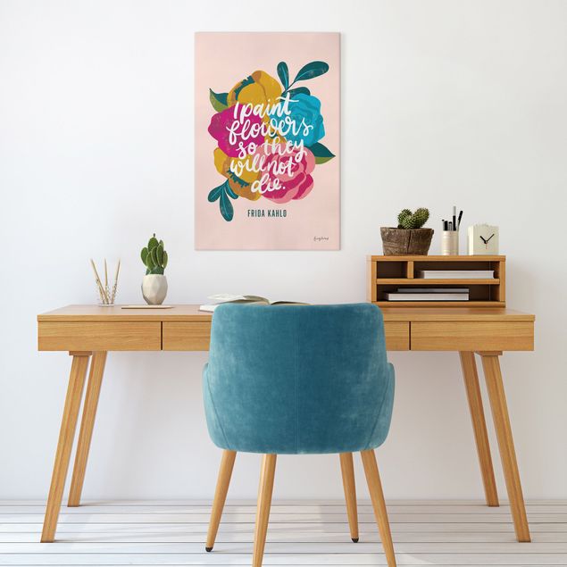 Canvas prints quotes Frida Kahlo quote with flowers