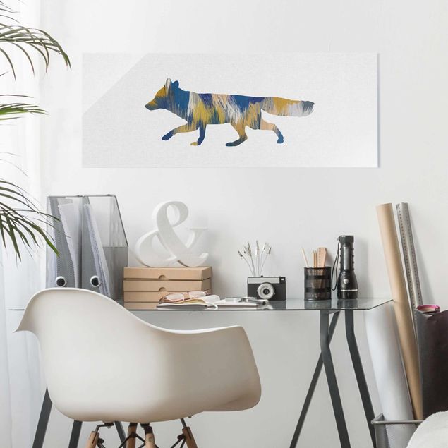 Animal canvas Fox In Blue And Yellow