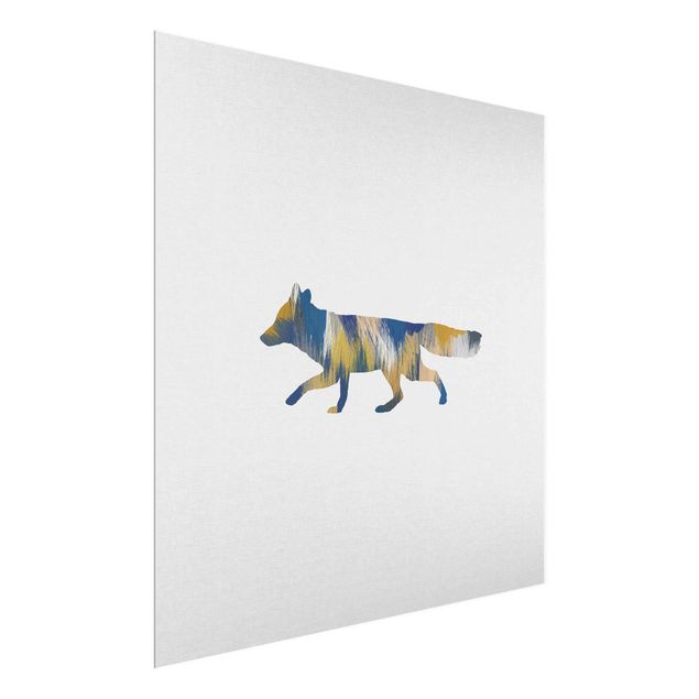 Prints blue Fox In Blue And Yellow