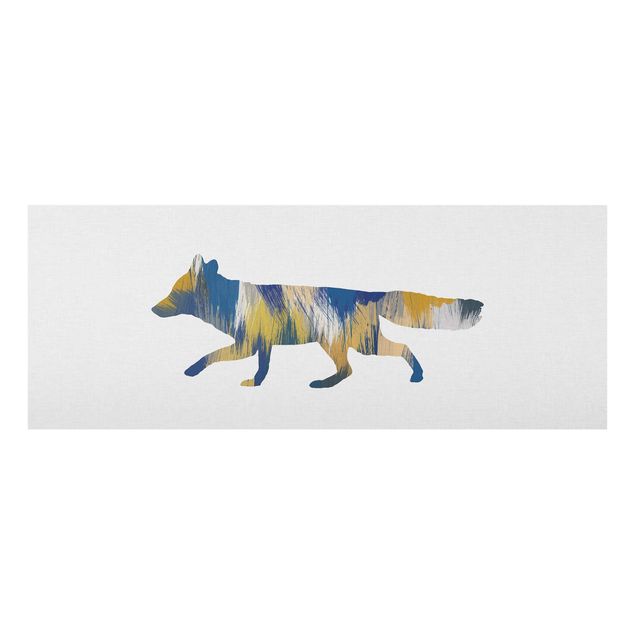 Yellow canvas wall art Fox In Blue And Yellow