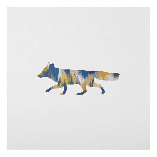 Yellow canvas wall art Fox In Blue And Yellow