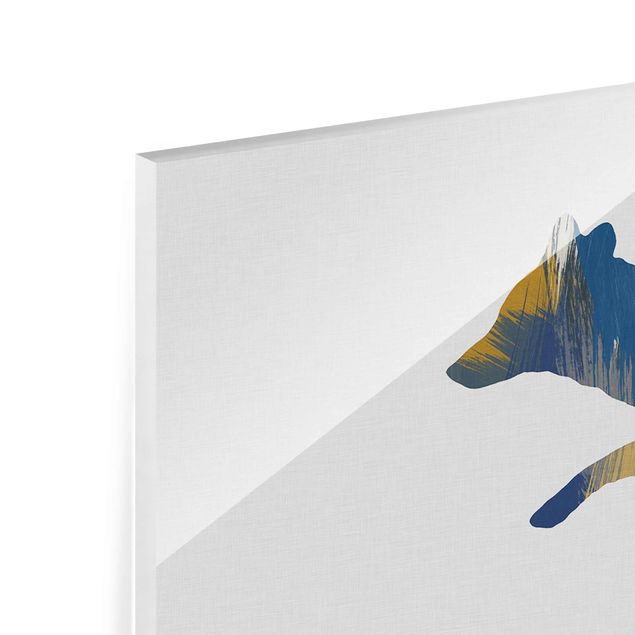 Glas Magnetboard Fox In Blue And Yellow