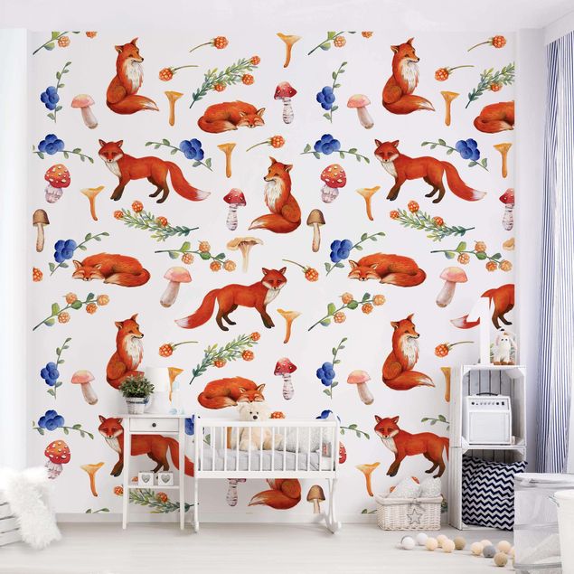 Wallpapers patterns Fox With Mushroom Illlustration