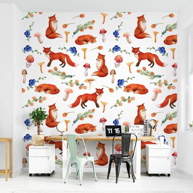 Wallpapers animals Fox With Mushroom Illlustration