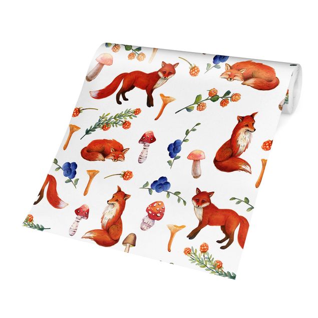 Wallpapers red Fox With Mushroom Illlustration